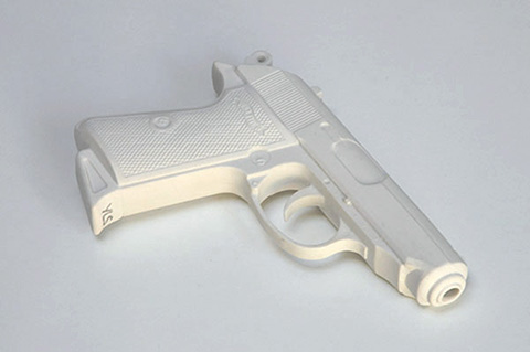 Biscuit Porcelain Pistol Bone china Biscuit: This art object has a special touch, a matt surface. Porcelain Pistole is marked YLS, on stock