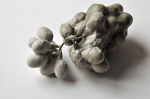 Greaps covered in concrete. Still life series. Photography of ephemeral artwork by Yvonne Lee Schultz
