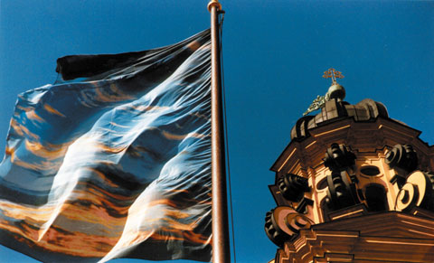 One Sky Flag, flying at Munich, Odeonsplatz Theatinerkirche